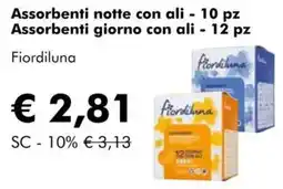 NaturaSì Assorbenti notte con ali - 10 pz Assorbenti giorno con ali - 12 pz Fiordiluna offerta