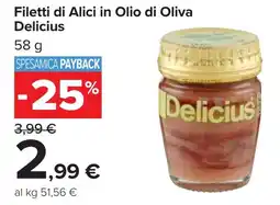 Carrefour Filetti di Alici in Olio di Oliva Delicius offerta