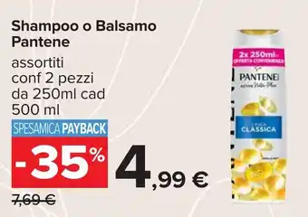 Carrefour Shampoo o Balsamo Pantene offerta