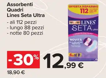 Carrefour Assorbenti Quadri Lines Seta Ultra offerta