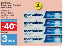 Carrefour Dentifricio Protezione Famiglia Mentadent offerta