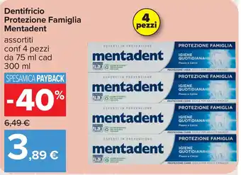 Carrefour Dentifricio Protezione Famiglia Mentadent offerta