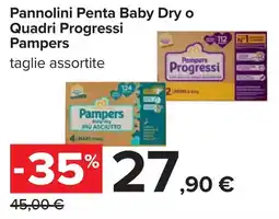 Carrefour Pannolini Penta Baby Dry o Quadri Progressi Pampers offerta