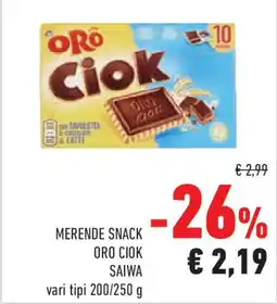 Conad Merende snack oro ciok SAIWA vari tipi offerta