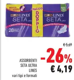 Conad Assorbenti seta ultra LINES vari tipi e formati offerta