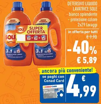 Conad Detersivo liquido lavatrice SOLE offerta