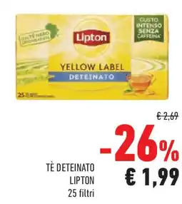 Conad Tè deteinato LIPTON 25 filtri offerta