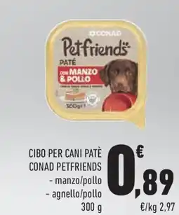 Conad Cibo per cani patè conad PETFRIENDS offerta