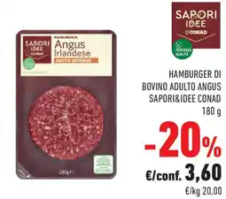 Conad Hamburger di bovino adulto angus SAPORI&IDEE CONAD offerta