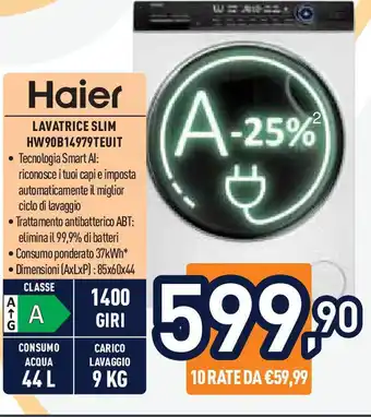 Unieuro Haier LAVATRICE SLIM HW90B14979TEUIT offerta