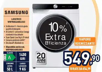 Unieuro SAMSUNG Lavatrice WW90DG6U85LKU3 offerta