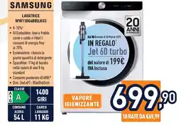 Unieuro SAMSUNG Lavatrice WW11DG6B85LKU3 offerta