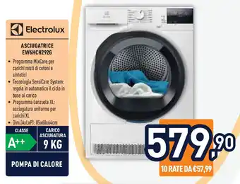 Unieuro Electrolux asciugatrice EW6HCH292G offerta