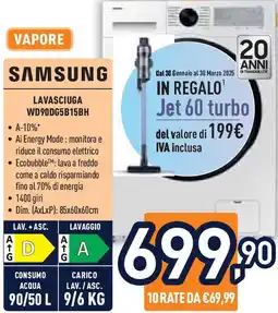 Unieuro SAMSUNG Lavasciuga WD90DG5B15BH offerta