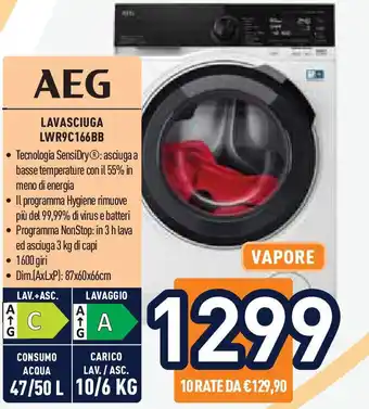 Unieuro AEG LAVASCIUGA LWR9C166BB offerta