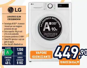 Unieuro LG Lavatrice slim F2R3S08NSWW offerta