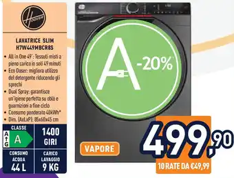 Unieuro Hoover LAVATRICE SLIM H7W449MBCR8S offerta