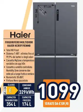 Unieuro Haier FRIGORIFERO MULTIDOOR HAIER HCR5919ENMB offerta