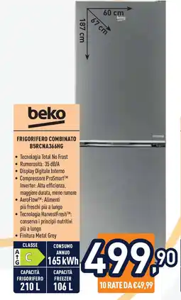 Unieuro Beko frigorifero combinato B5RCNA366HG offerta