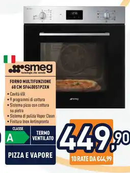 Unieuro Smeg forno multifunzione 60 CM SF6400S1PZXN offerta