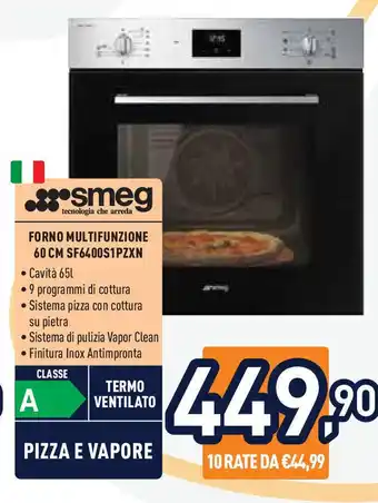 Unieuro Smeg forno multifunzione 60 CM SF6400S1PZXN offerta