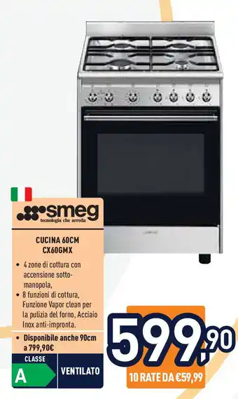 Unieuro Smeg cucina 60cm CX60GMX offerta