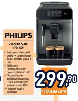 Unieuro PHILIPS Macchina caffe' EP082400 offerta