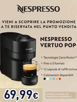 Unieuro Nespresso vertuo pop offerta