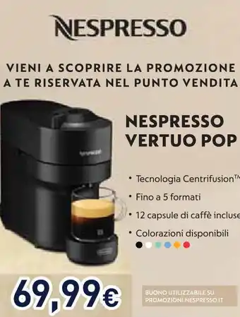 Unieuro Nespresso vertuo pop offerta