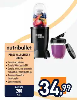 Unieuro nutribullet. Personal blender MBR06 offerta
