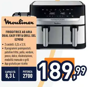 Unieuro Moulinex FRIGGITRICE AD ARIA DUAL EASY FRY & GRILL XXL offerta