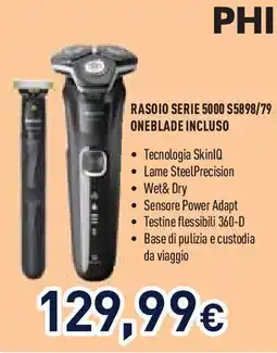 Unieuro PHILIPS Rasoio serie 5000 s5898/79 oneblade incluso offerta