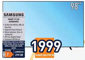 Unieuro SAMSUNG SMART TV LED UE98DU9070 offerta