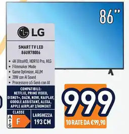 Unieuro LG SMART TV LED 86UR78006 offerta