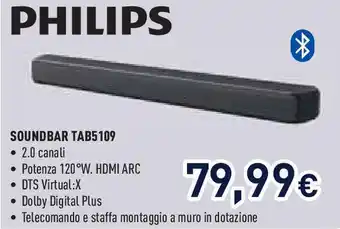 Unieuro PHILIPS Soundbar TAB5109 offerta