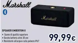 Unieuro Marshall Speaker emberton II offerta