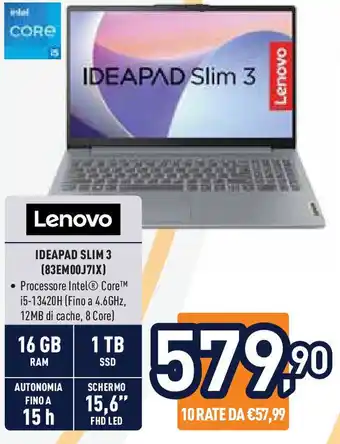 Unieuro Lenovo IDEAPAD SLIM 3 (83EM00J7IX) offerta