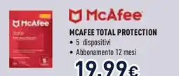 Unieuro McAfee total protection offerta