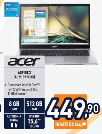 Unieuro acer ASPIRE 3 (A315-59-530X) offerta