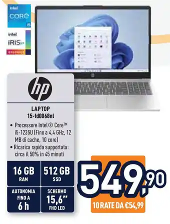 Unieuro hp LAPTOP 15-fd0068nl offerta