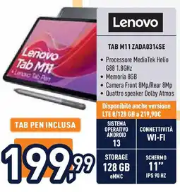 Unieuro Lenovo TAB M11 ZADA0314SE offerta