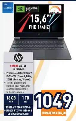 Unieuro hp GAMING VICTUS 15-fa1062nl offerta