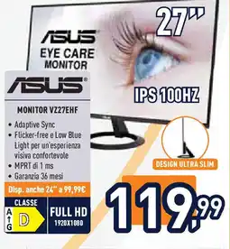 Unieuro ASUS MONITOR VZ27EHF offerta