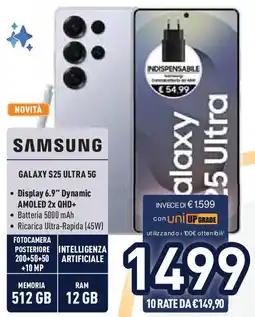 Unieuro SAMSUNG Galaxy S25 ultra 5G offerta