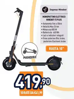 Unieuro Segway-Ninebot MONOPATTINO ELETTRICO NINEBOT F2 PLUS offerta