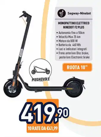 Unieuro Segway-Ninebot MONOPATTINO ELETTRICO NINEBOT F2 PLUS offerta