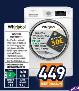 Unieuro Whirlpool LAVATRICE FFB948EXBSVIT offerta