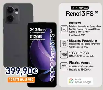 Unieuro oppo Reno13 FS 5G offerta