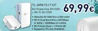 Unieuro TL-WPA7517 KIT Kit Powerline AV1000 + Wi-Fi AC1200 offerta