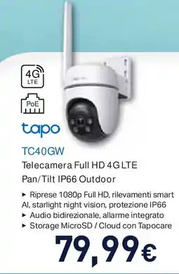 Unieuro tapo TC40GW Telecamera Full HD 4G LTE offerta